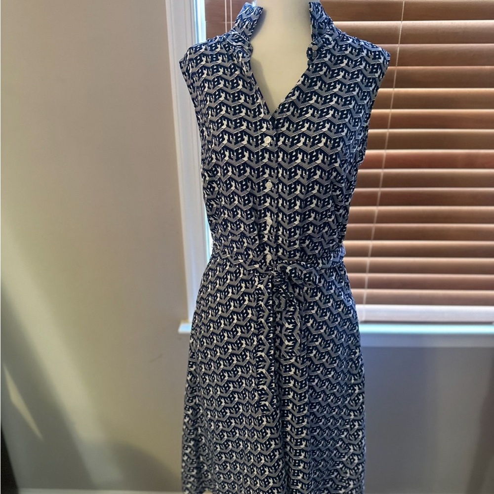 Elegant Blue Patterned Dress